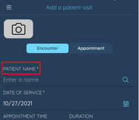 Patient Name with red indicator